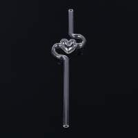 LUZMAR Reusable Love Heart Glass Straw Bar Accessories Transparent Drink Straws  Heart-shaped Juice Straw