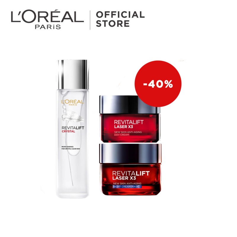 Buy Revitalift Crystal Essence + Revitalift LASER X3 Day + Night Cream by LOreal Paris Singapore