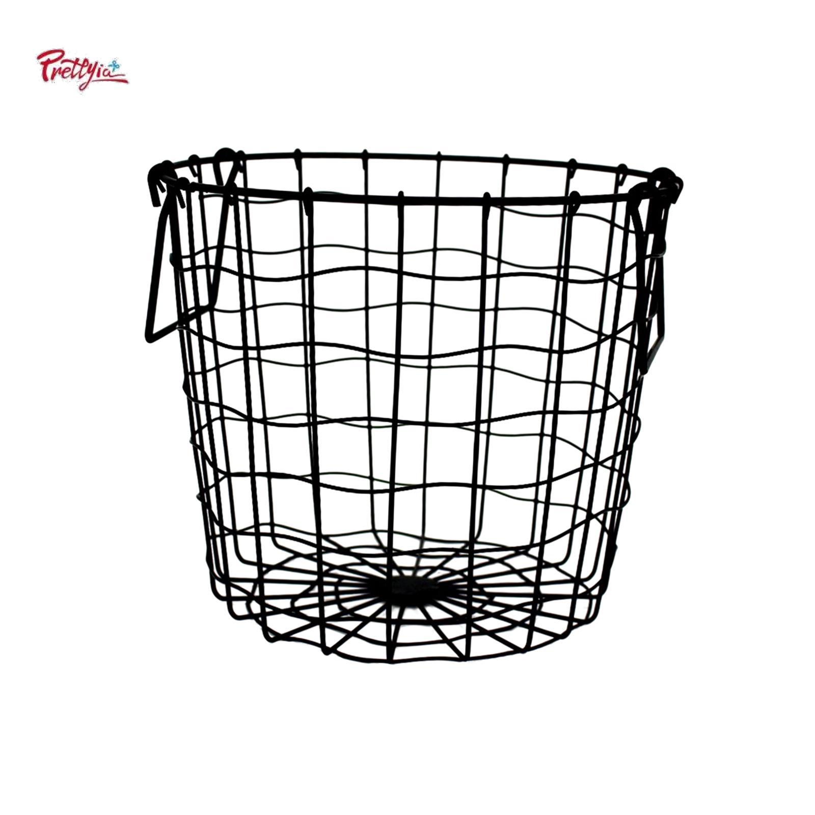 Prettyia Metal Wire Basket with Handles Laundry Basket Household Utility Storage Basket for Organizing Pantry Home Room ราคา 282 บาท*ส่งฟรี
