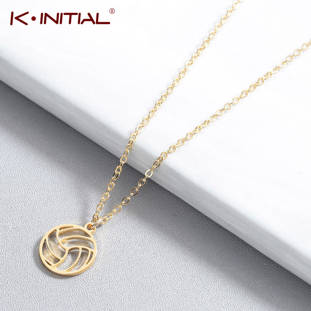 Kinitial Volleyball Pendant Necklace Link Chain Player Ball Charm