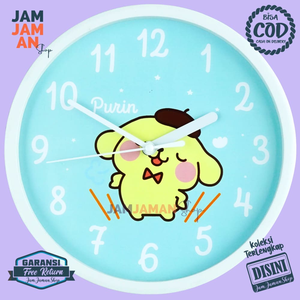 Jam Dinding Analog Kuromi Dekorasi Rumah Karakteranak BestSeller NN2202-1668 Murah Lucu