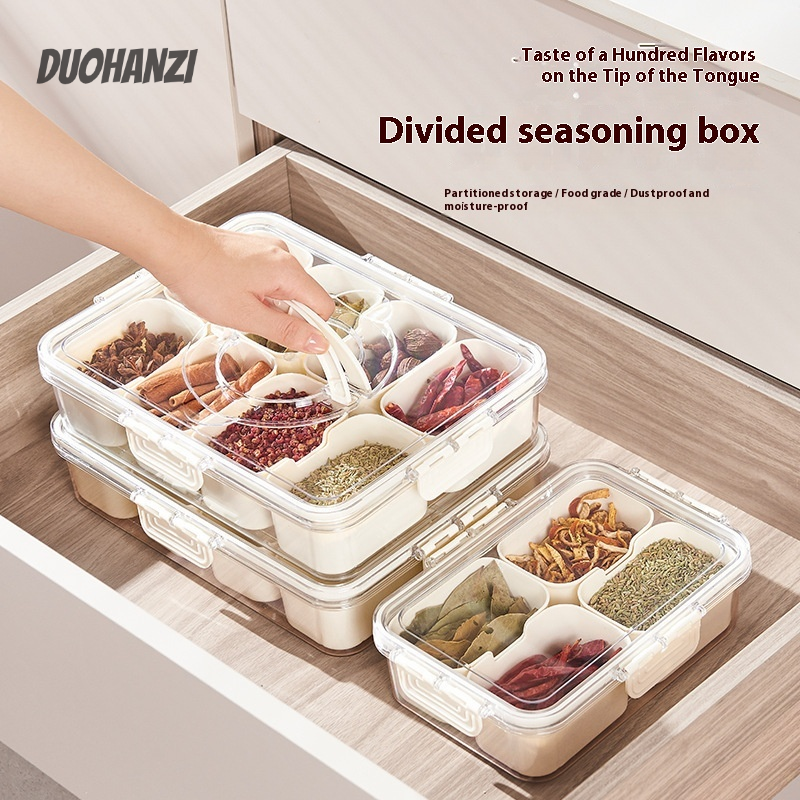 DUOHANZI กล่องเก็บของหลายช่องเกรดอาหารสำหรับเครื่องเทศและผงปรุงรส ราคา 138 บาท*ส่งฟรี