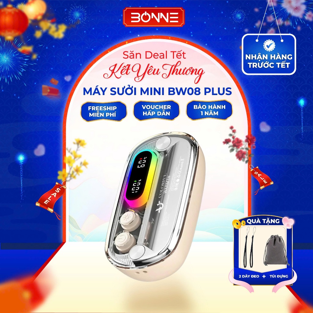 Máy Sưởi Mini Cầm Tay Từ Tính BW08 PLUS, Máy Sưởi Tay Công Nghệ NTC Làm Nóng Nhanh, Bảo Hành 12 Tháng