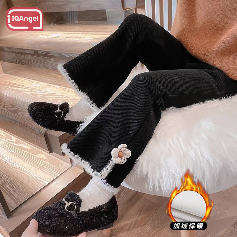IQANGEL Children's clothing Girls' clothes Pants Girls' fleece pants Fashionable children's clothing Baby's one-piece fleece bell bottom pants ราคา  203 บาท*ส่งฟรี