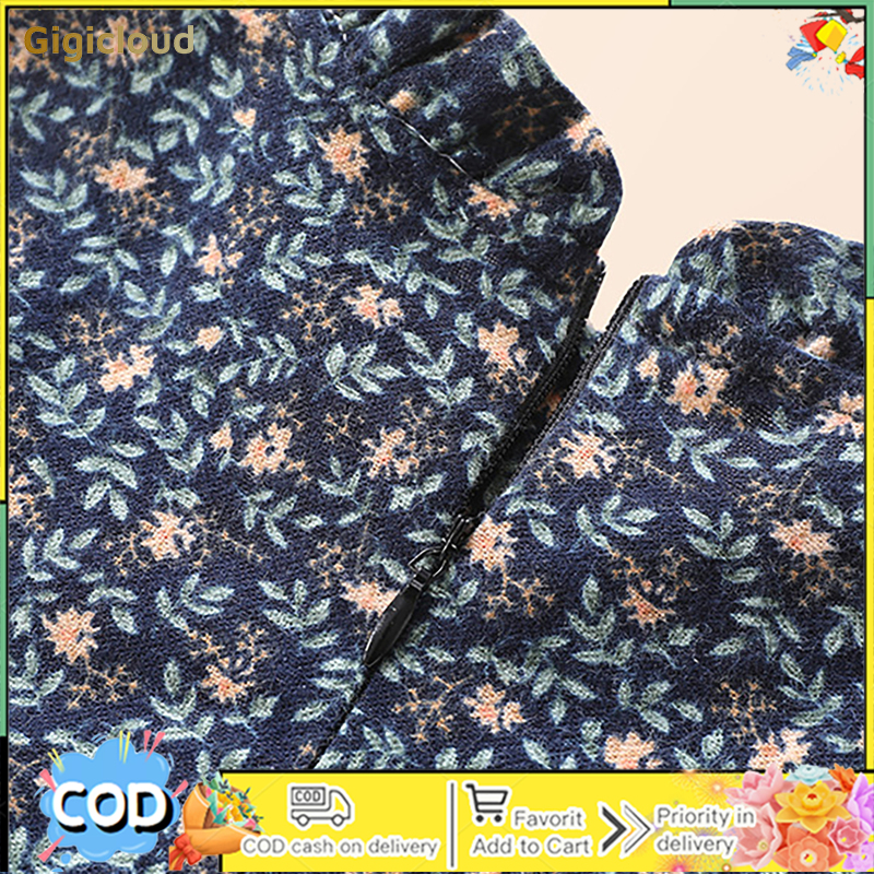 Girls Long Sleeves Dress Elegant Floral Printing Princess Dress Casual Cotton Dress For Birtday Party ราคา 158 บาท*ส่งฟรี