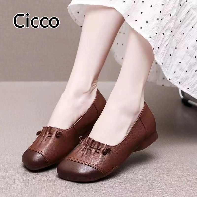 Cicco Giày da nữ thiết kế giày nữ giày cao gót phẳng, đế mềm thoải mái tất cả phù hợp với giày cắt thấp