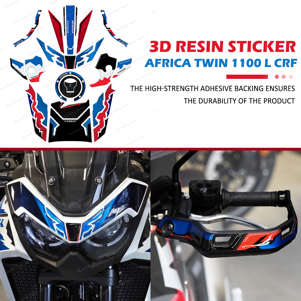 Một cái mới✅Đối với Honda Africa Twin crf1100l Twin 1100 CRF 2024 2025 3D reisin Bộ nhãn dán tấm chắn bùn trước miếng dán bảo vệ
