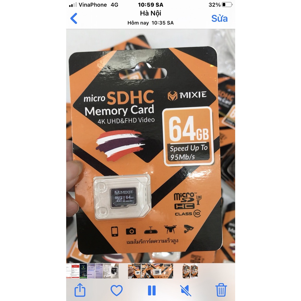 Thẻ nhớ mixie 64g Micro SD 64gb MIXIE dùng cho camera máy ảnh.