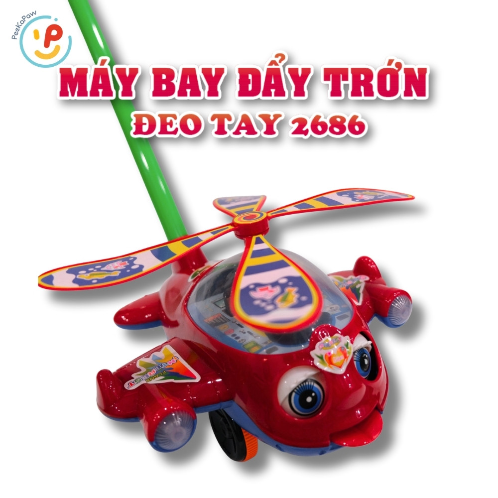 Máy bay trớn đẩy tay xoay cánh quạt có tiếng ting ting cho bé 2686 PeeKaPaw Toys