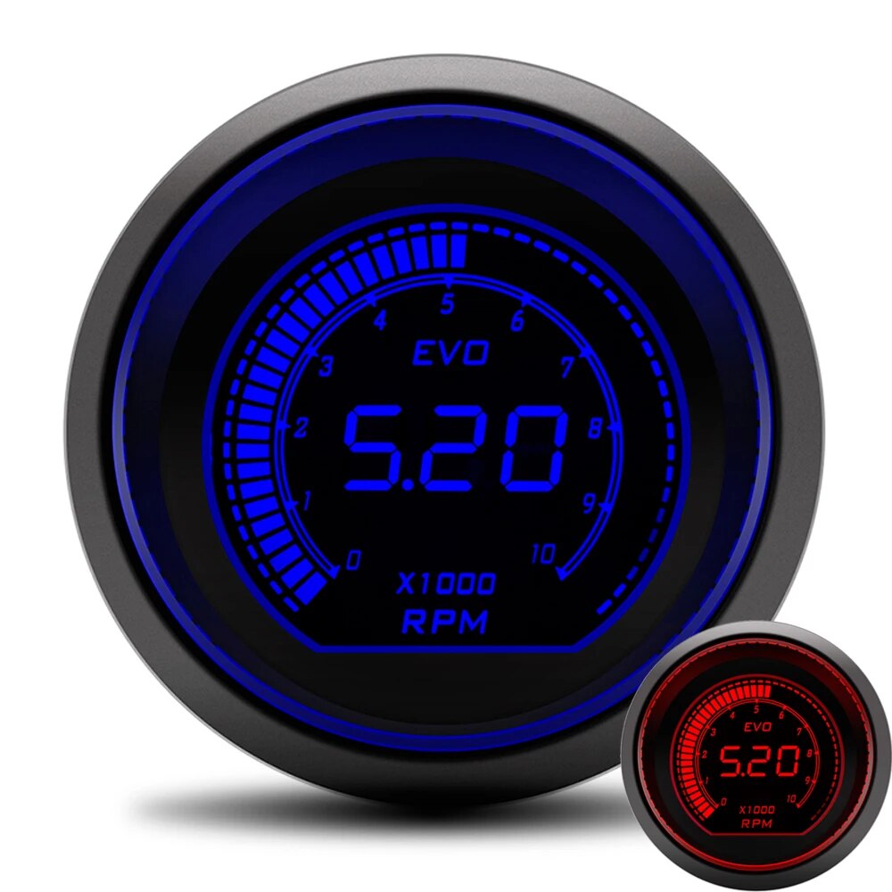 【Exclusive】 0-10000 Rpm Tachometer 52mm Tacho Gauge For Racing Truck Digital Rpm Gauge 12v Red Blue Lcd Led Display With Car Gauges Pod