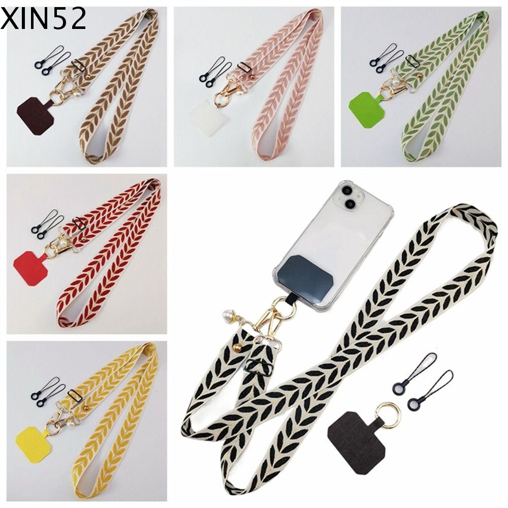 XIN52 Vải rộng Dây đeo chéo điện thoại Điều chỉnh dây chuyền ngọc trai Dây đeo điện thoại dài Dây vòng cổ Lá Dây buộc điện thoại di động Phụ kiện điện thoại
