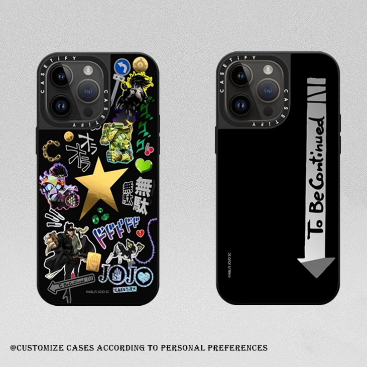 CASETiFY JoJo's Bizarre Adventure Stardust Crusaders Phone Case For iPhone 16 16Pro 11 12 13 14 15 Plus Pro Max Hard Mirror Magnetic Hard Black Cover