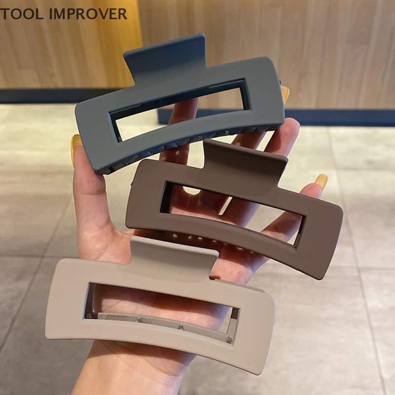 TOOL IMPROVER Vuông đơn giản hình học Frosted Vuốt Tóc Kẹp Acetate kẹp tóc phụ nữ Hollow ra ponytail Clips trang điểm công cụ tạo kiểu tóc mũ nón