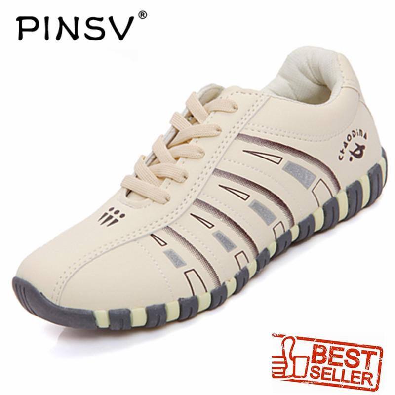 PINSV Sepatu Bulu Tangkis Wanita, Sepatu Olahraga & Luar Ruangan (Warna Krem)
