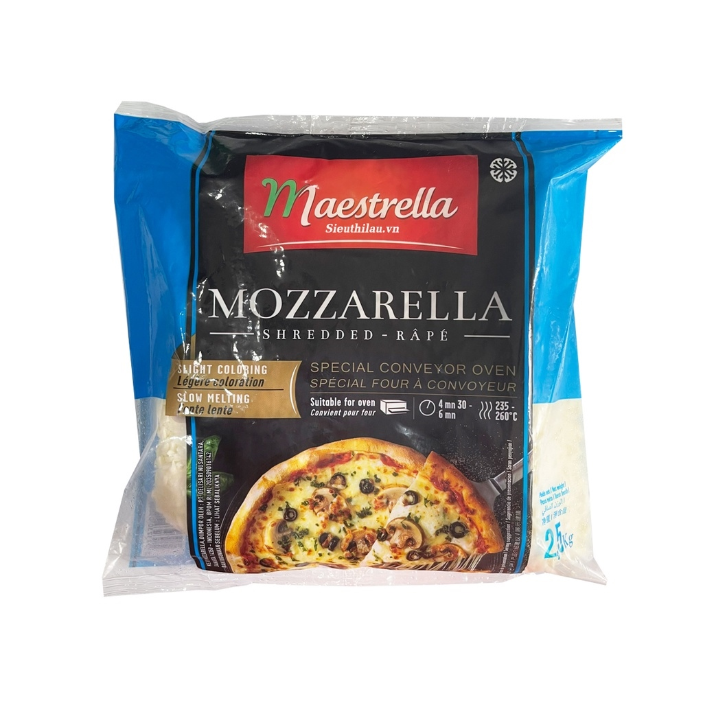 Phô mai mozzarella bào Maestrella Pháp 2.5kg