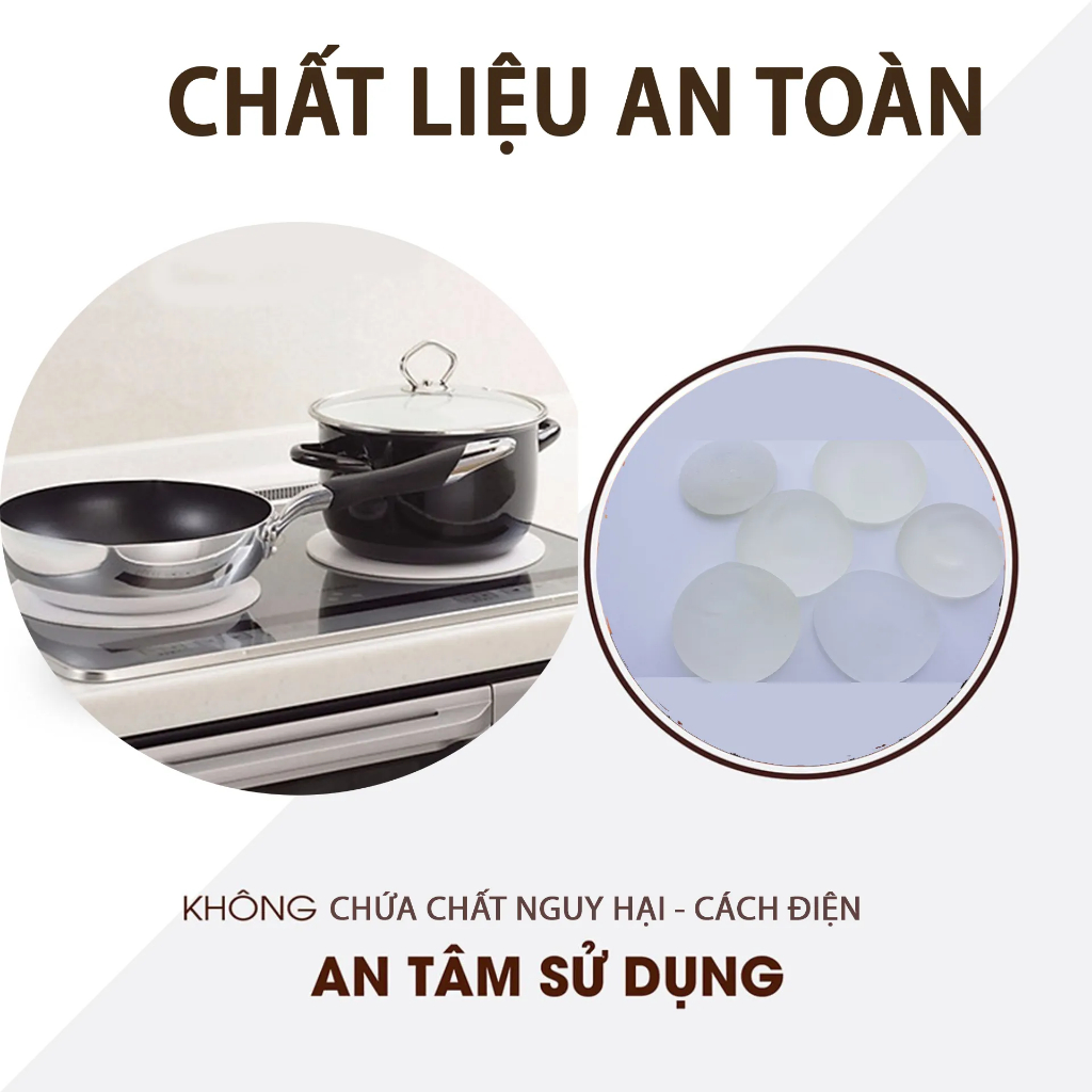 Miếng lót bếp từ Proki đĩa chuyển nhiệt bếp từ - Miếng lót bàn ăn silicone chống cháy cách nhiệt đa 