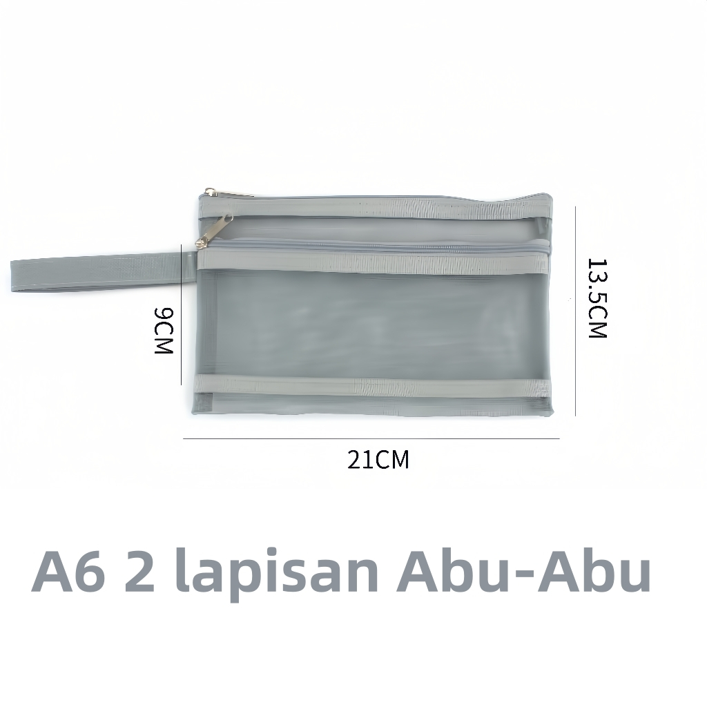 Tempat Pensil & Pouch Makeup Transparan Jaring [Kemasan Per Item] - Organizer 2 in 1 Besar untuk Sekolah/Kantor