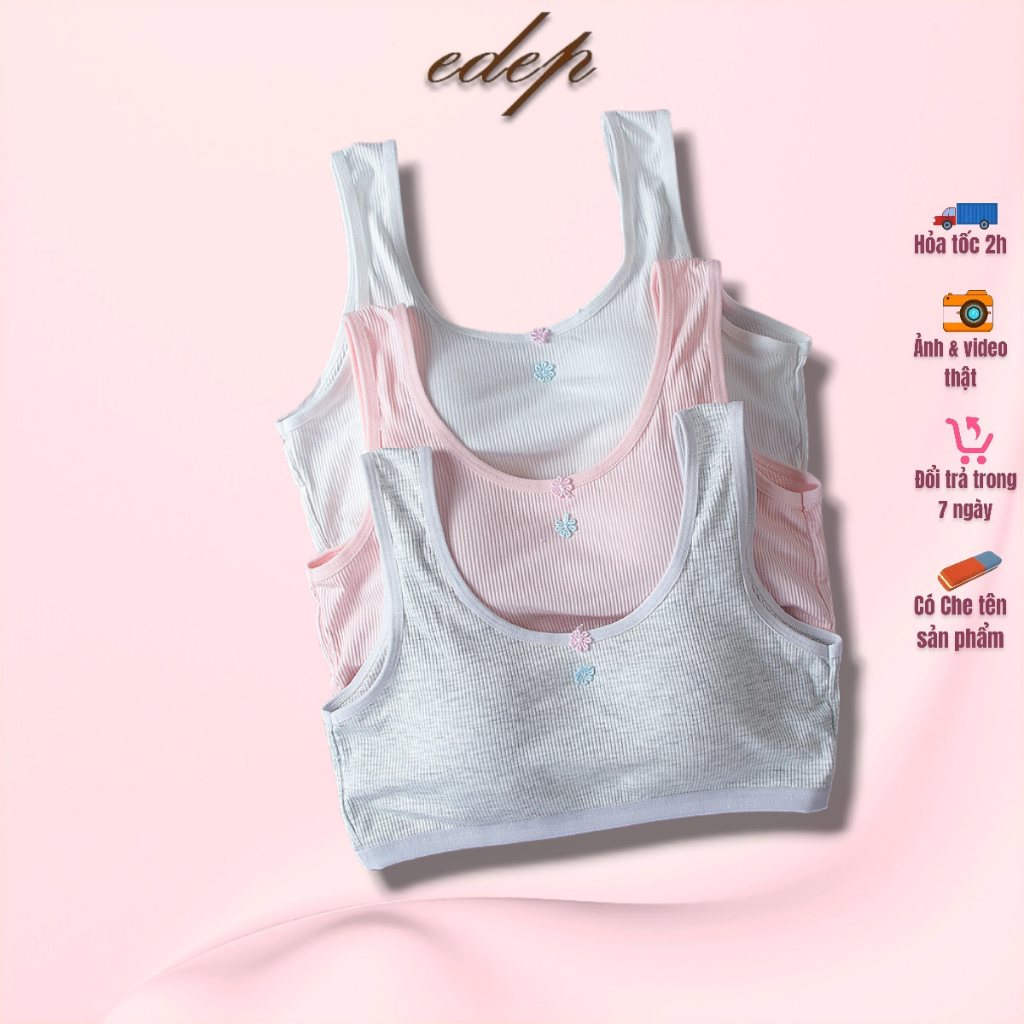 Áo lá học sinh 2 dây- áo bra cotton tăm khuy cài sau có đệm ngực 6020