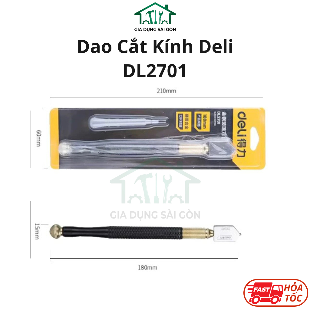 Dao Cắt Kính DELI Chất Liệu Thép Hợp Kim - SGTOOLS