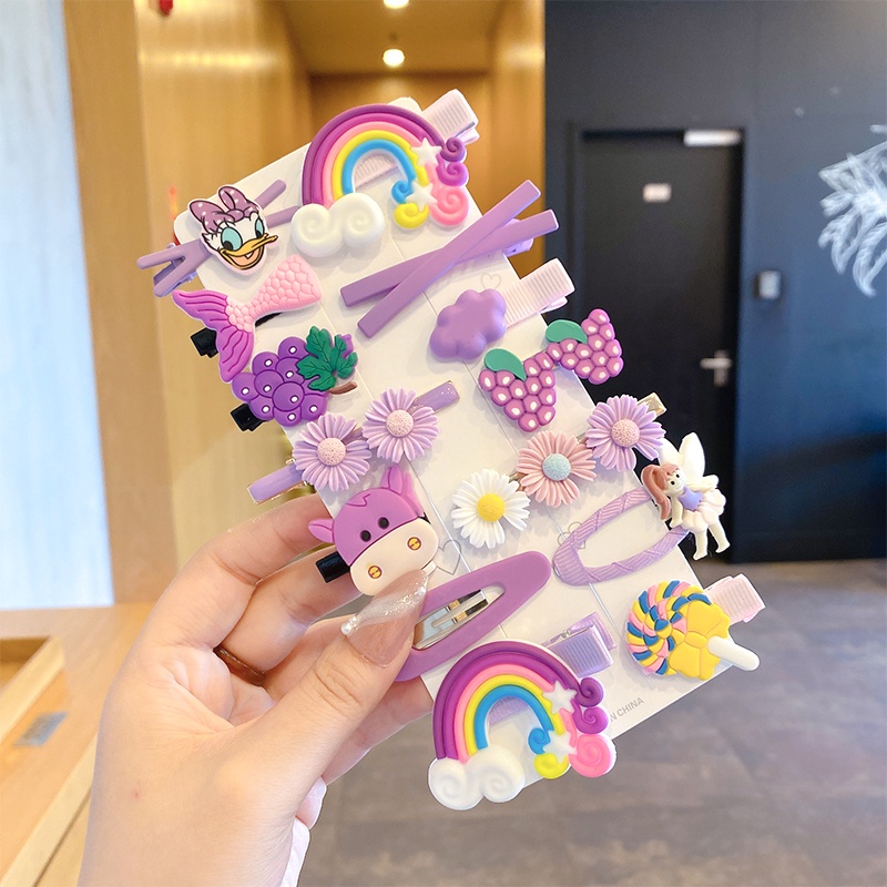 Hàn Quốc Bộ dây buộc tóc dễ thương kẹp tóc ngắn hoa trái tim Bow Clip tóc cho trẻ em barrettes linab