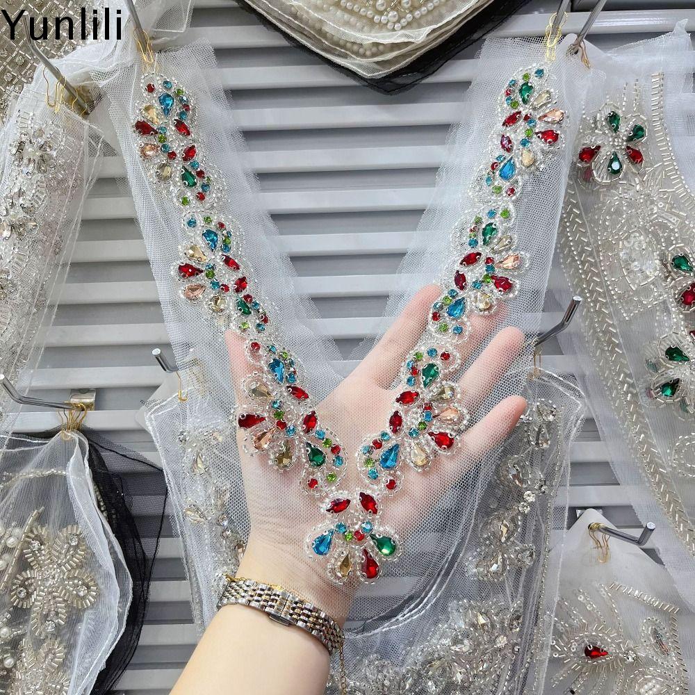 YUNLILI Kim cương giả Cổ áo ren Đính cườm Thủ công tự làm Đường viền cổ áo ren Cổ áo giả Cổ chữ V Cổ