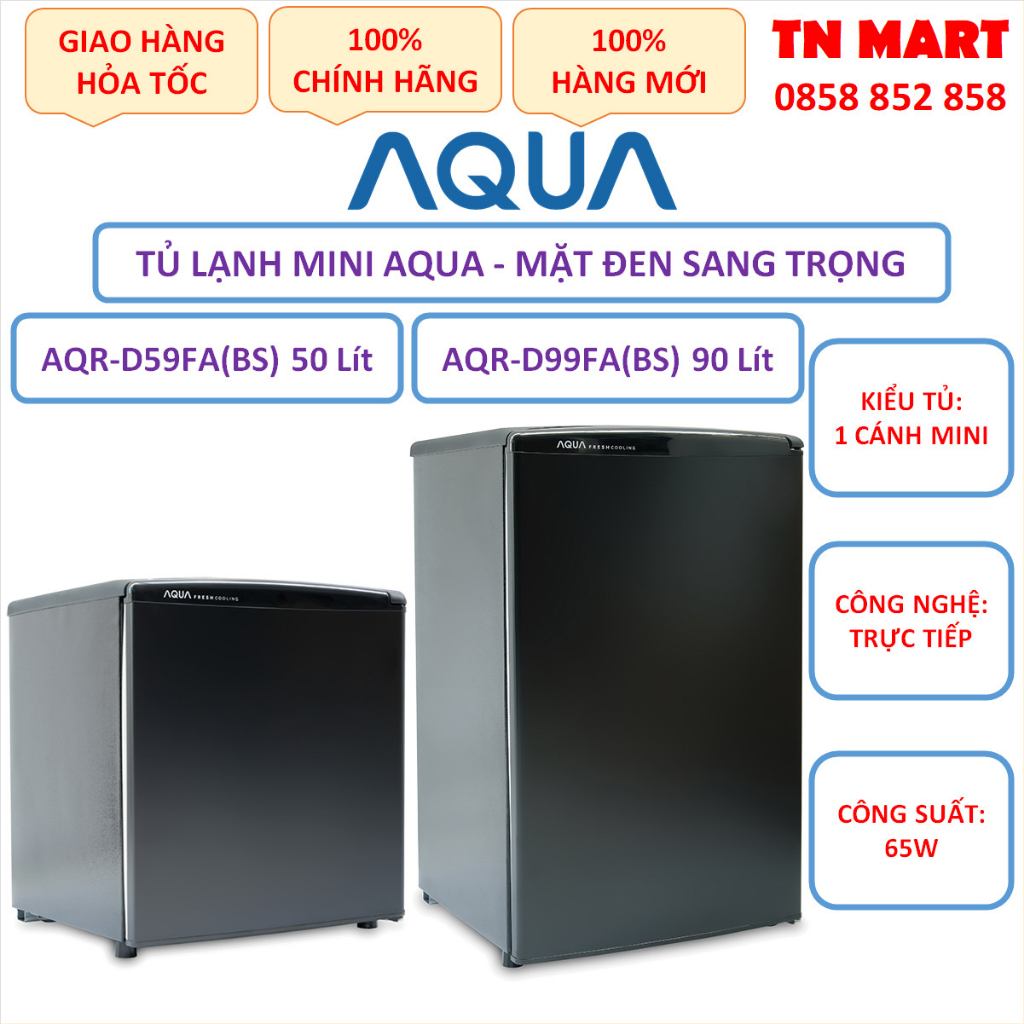 Tủ lạnh mini Aqua AQR-D99FA(BS) 90 lít &amp; AQR-D59FA(BS) 50 lít, chính hãng, bảo hành 24 tháng tại nhà