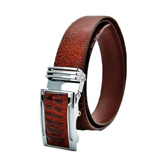 Dây nịt nam da đà điểu Huy Hoàng màu nâu đỏ HP4404