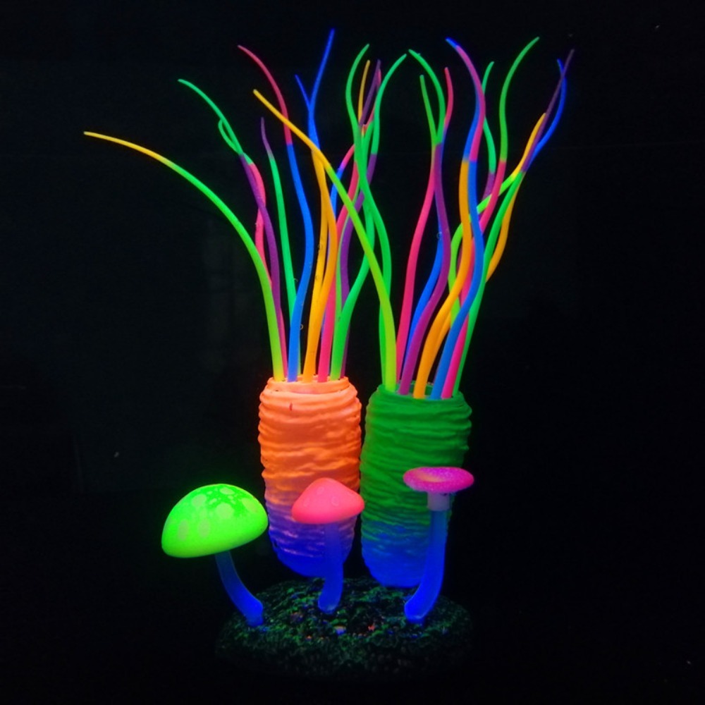 HAPPY ODDS Sáng Mô phỏng phun nước biển Thực tế Silicone Cây dưới nước Trang trí Đầy màu sắc Cây nước bể cá Môi trường sống của bò sát - 2