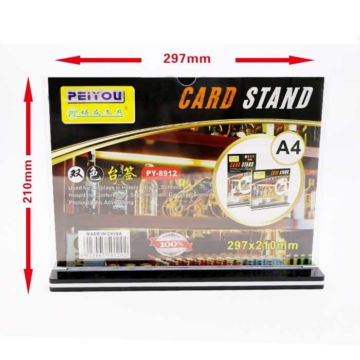Menu mica để bàn A4 ngang, kệ menu mica A4 để bàn, bảng giá mica A4 đế ngang cao cấp Đài Loan