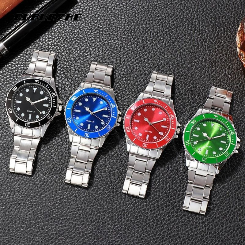 OURUNZHE Stylish Men's Quartz Watch with Steel Band and Luminous Dial ราคา 59 บาท*ส่งฟรี
