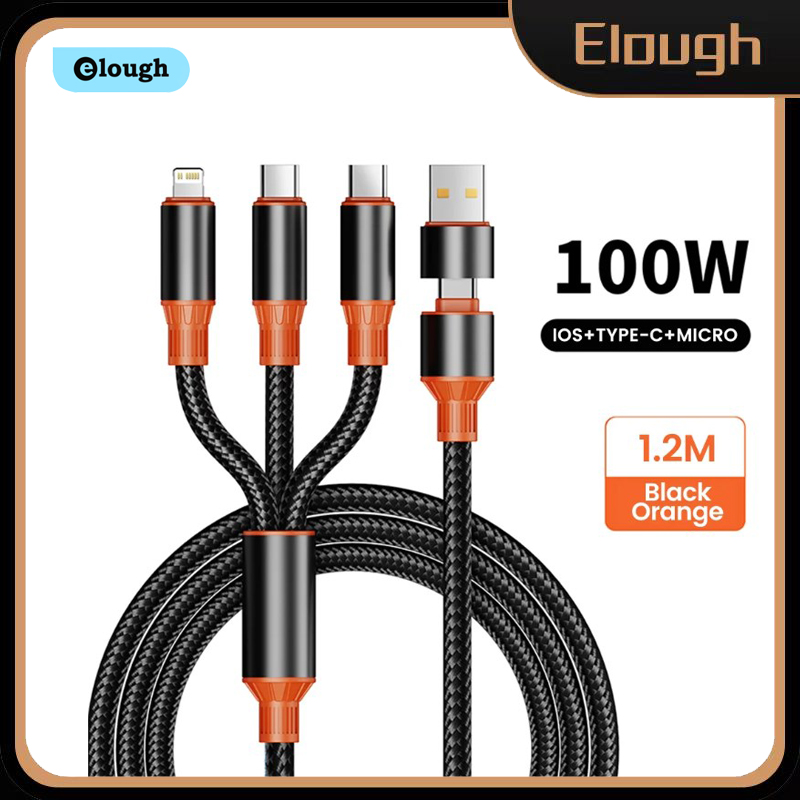 Elough 100W Cáp dữ liệu Micro USB Type C C Cáp dữ liệu sạc nhanh cáp dữ liệu cáp cho iPhone Oneplus Oppo Xiaomi Huawei điện thoại di động Samsung