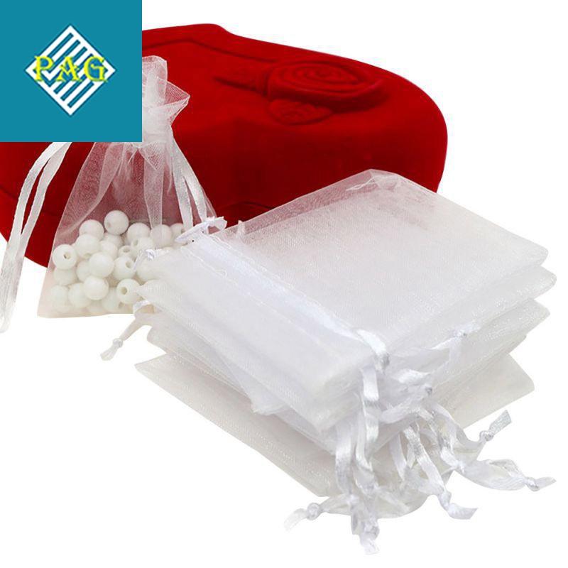 Combo 10 Túi vải voan có dây rút đựnġ vòng mỹ phẩm trang sức size 7 x 9 cm