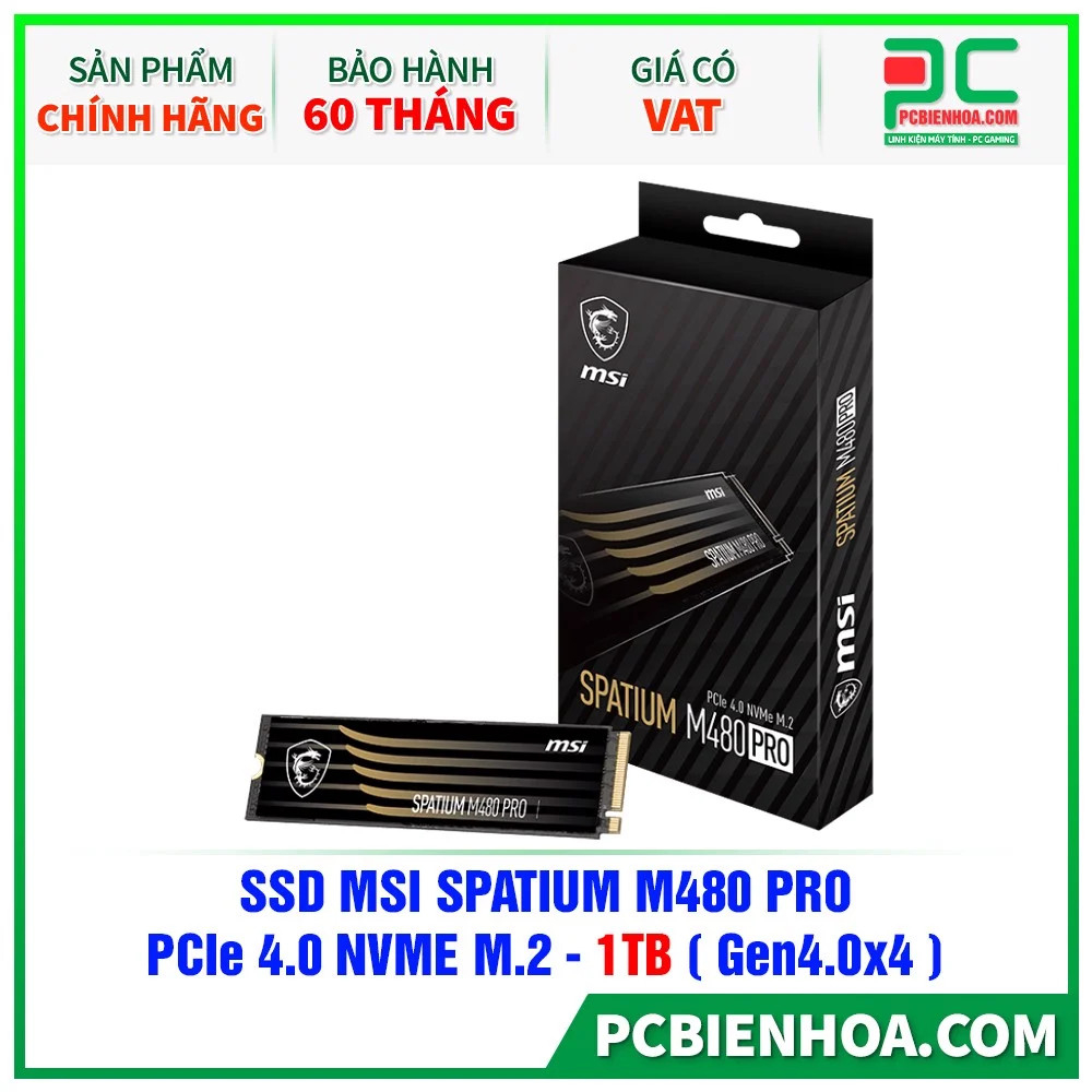 Ổ cứng SSD MSI SPATIUM M480 PRO PCIE 4.0 NVME M.2 - 1TB ( GEN4.0X4 ) -hàng chính hãng 60T