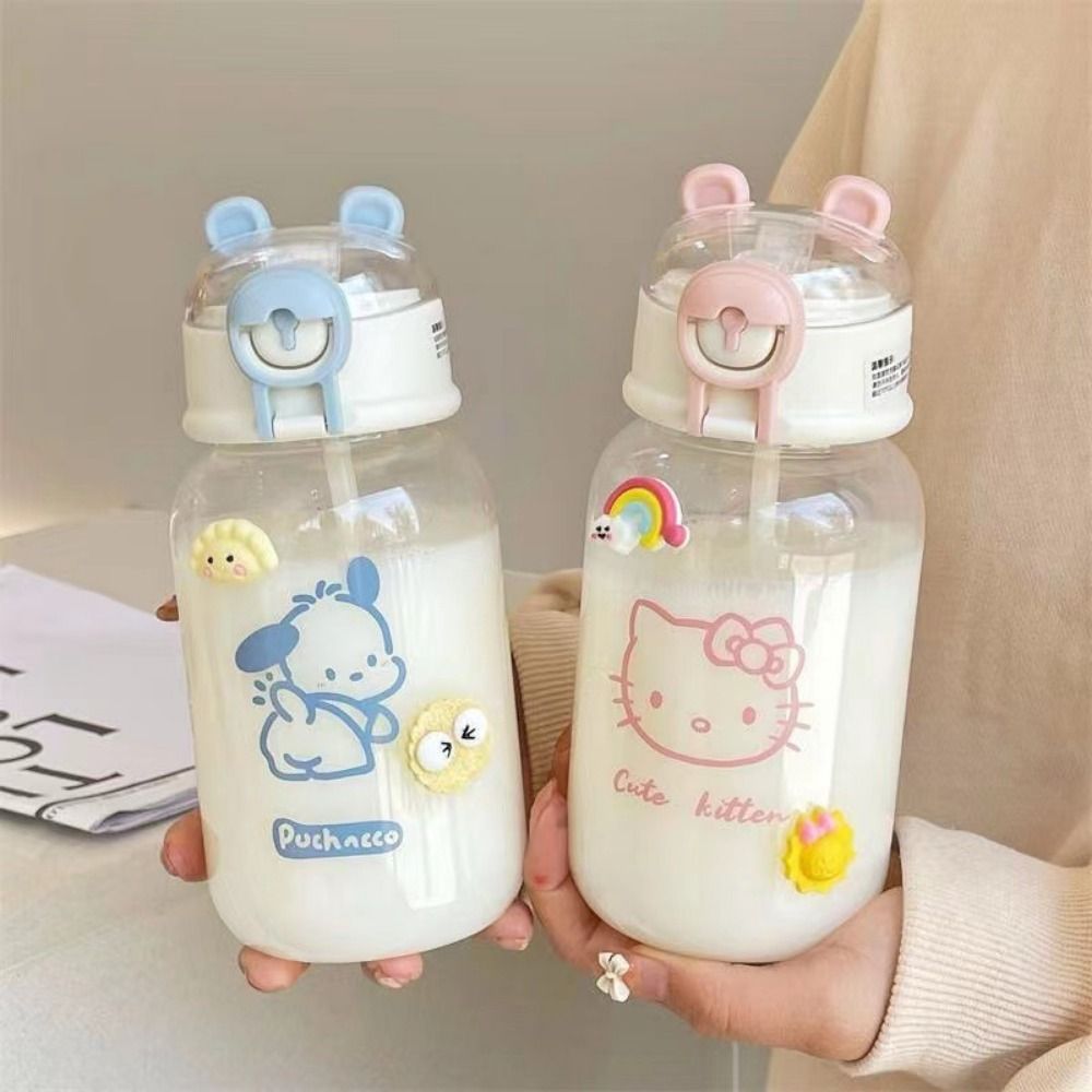 A5081 Kuromi Water Bottle with Straw Anime Cinnamoroll Drinking Tumbler