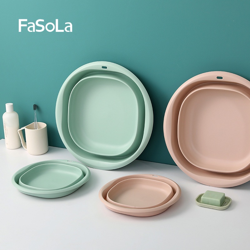 Thau chậu rửa mặt gấp gọn bằng nhựa silicon, rửa trái cây, rau củ tiện lợi thông minh mang theo du lịch Fasola