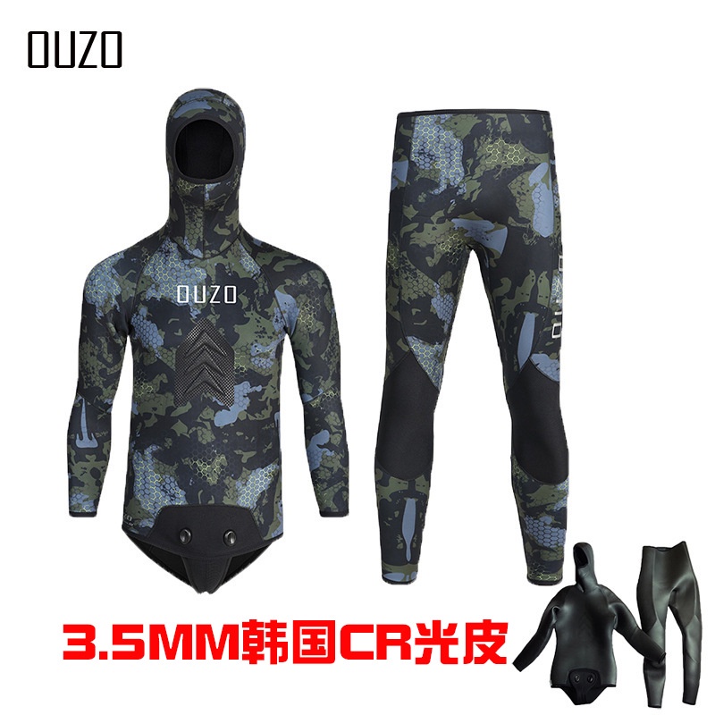 Bộ đồ nhái, quần áo lặn ouzo 3.5mm, chất liệu full cao su non giữ ấm cực tốt cho thợ lặn