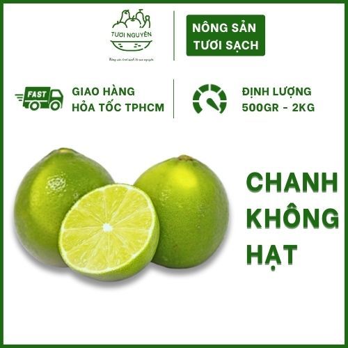 Chanh không hạt Tươi Nguyên Farm, 1kg trái chanh tươi mọng nước, không hạt, vị chua thanh tự nhiên, giải nhiệt hiệu quả