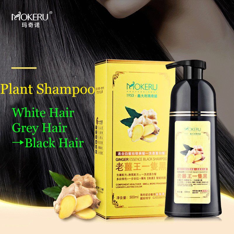 【Clearance】 Mokeru Ginger 5 Minutes Fast Hair Dye Black Shampoo Permanent Long Lasting Grey Hair Col