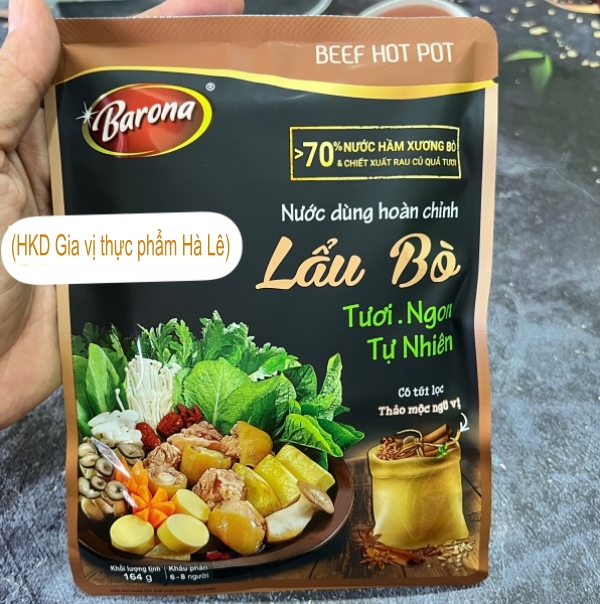 (Hộp 10)Nước dùng hoàn chỉnh Lẩu bò Barona (164gr)