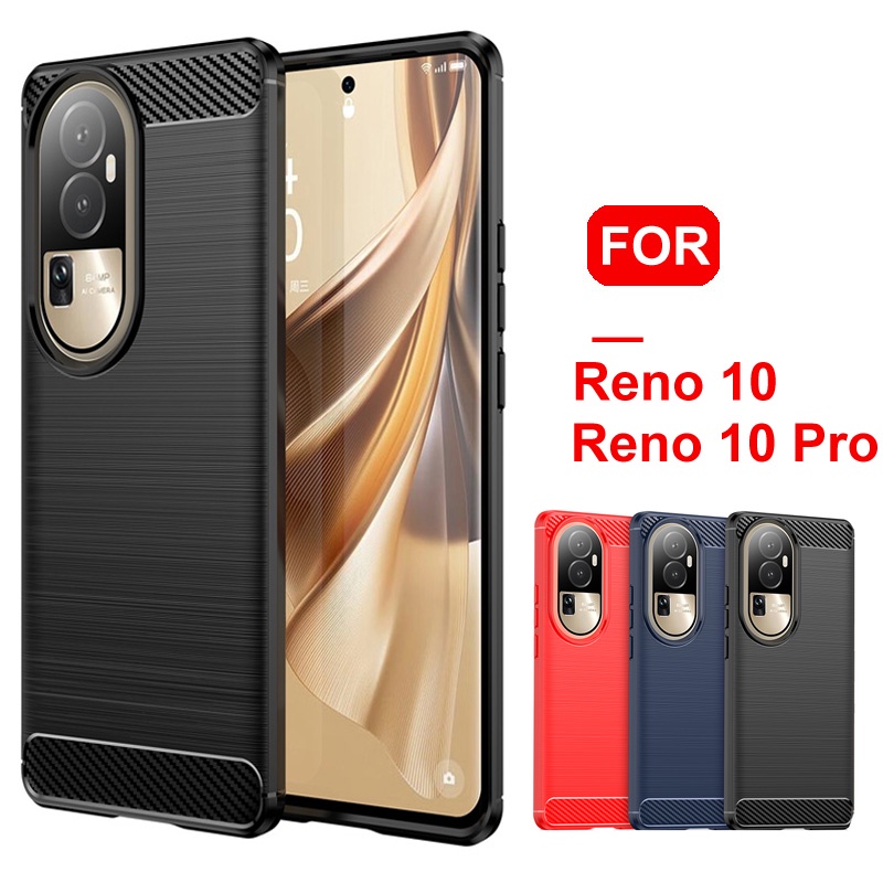 Ốp cho Oppo RENO 10 Pro Plus Pro + reno10 reno10 Pro reno10pro + 10pro + 5g 2023 sợi carbon TPU Silicon Dẻo Mềm Ốp điện thoại Ốp lưng chống sốc màu trơn tất cả bao gồm