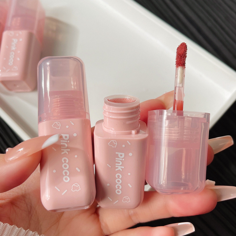 Pinkcoco Dễ Thương Bánh Rán Gương Son Môi Tráng Men Lâu Trôi Và Không Dễ Phai Màu Học Sinh Màu Trắng Bóng Son Môi Bán Buôn
