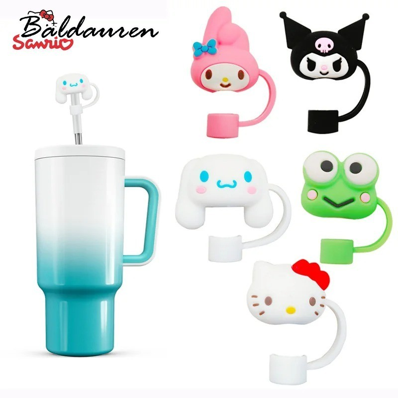 BALDAUREN Sanrio Animation Silicon reusable PIP 3D Kuromi Cinnamoroll RHYTHM Hoover HEAD Anti-smatter เครื่องดื่มอุปกรณ์เสริม30/40 oz Tumbler ให้ ราคา 10 บาท*ส่งฟรี