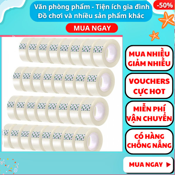 Combo 4 cuộn băng keo trong loại nhỏ giá rẻ- Băng dính- băng dính trong suốt- Băng dính giấy- Nguyễn Thùy Store