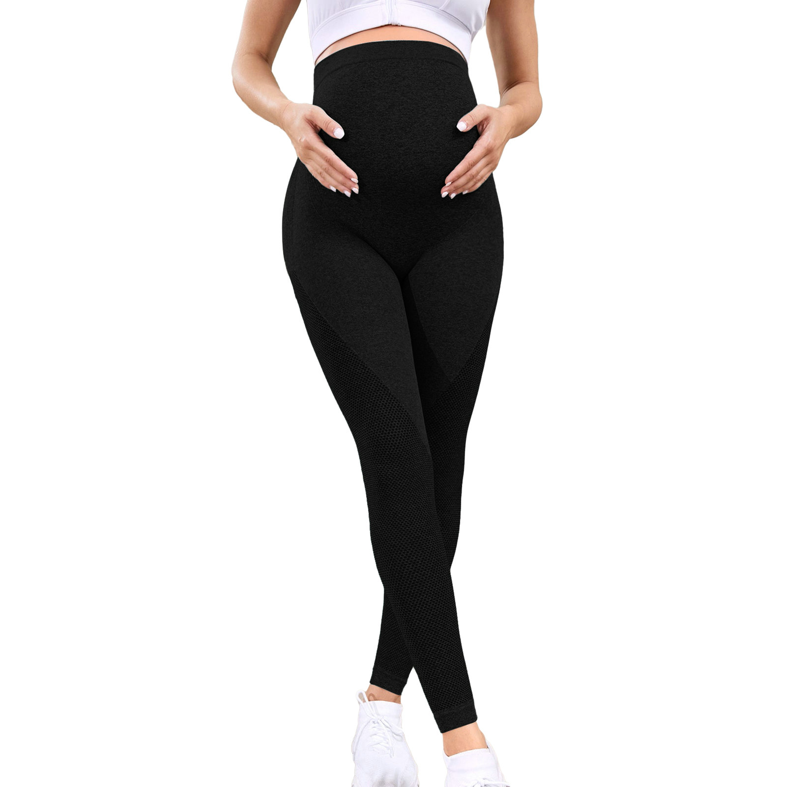 Maternities Quần bà mẹ Quần Yoga Thoải mái Quần legging cạp cao cho bụng nữ mang thai hỗ trợ quần đan cho chín tháng mang thai Bộ Đồ định hình quần cho Mom-to-Be