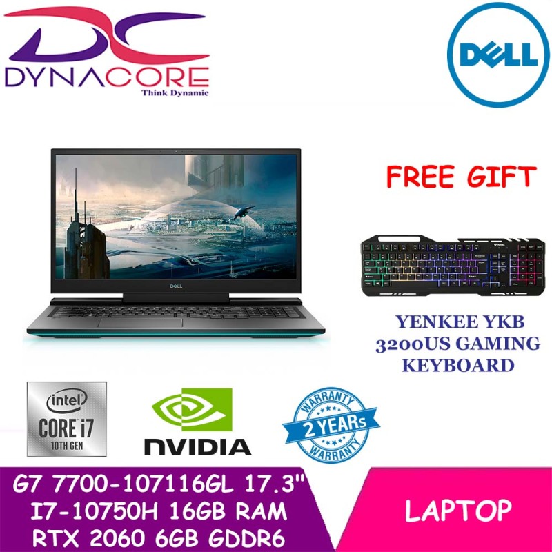 【DELIVERY IN 24 HOURS】 DYNACORE - DELL G7 17 7700 GAMING LAPTOP | 17.3inch | i7-10750H | 16GB RAM | 1TB SSD | RTX 2060 6GB GDDR6 | WIN 10 HOME | 7700-107116GL