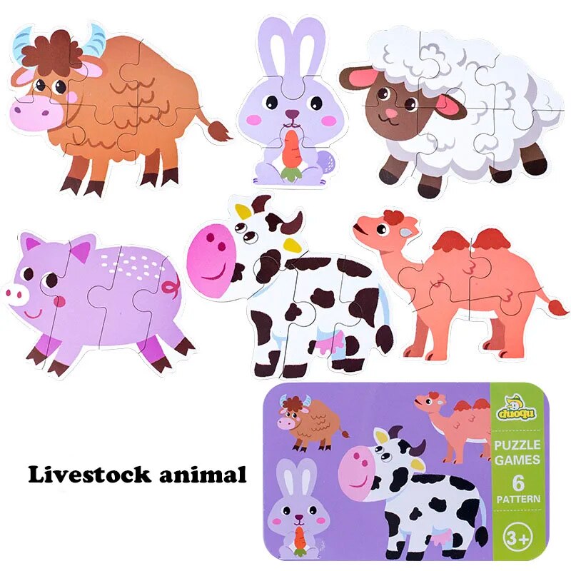 Kids Baby Cognitive Puzzle Cards Montessori Educational Toys Matching Game