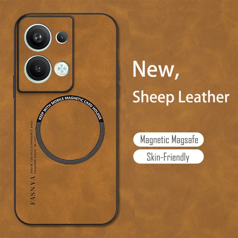 Ốp điện thoại cho OPPO mềm từ tính da Cừu lông tơ cổ điển RENO 5 6 7 Lite 8 9 10 Pro Plus MagSafe