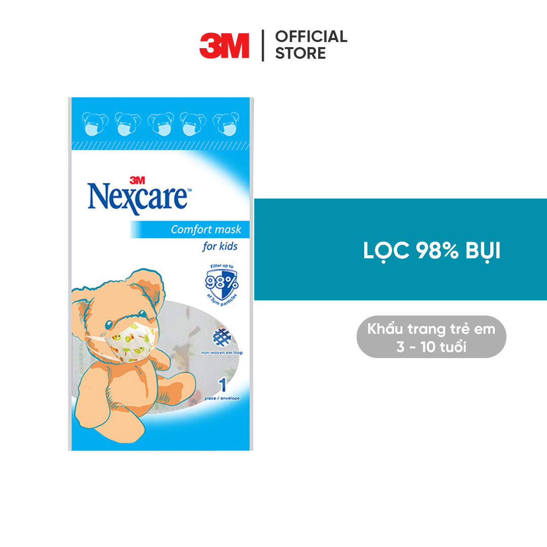 Khẩu trang trẻ em Nexcare 3M XA010916766 Chống bụi và kháng khuẩn lọc 98%