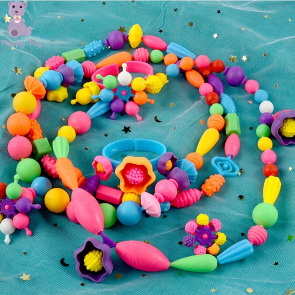 TESDFD 200pcs Hạt lớn Hạt cườm Pop Kết Cườm không dây Bộ trang sức tự làm Hạt Pop-Arty Đồ chơi xếp hình Công Chúa Hạt Pop tự làm Làm Vòng Cổ Vòng tay nhẫn