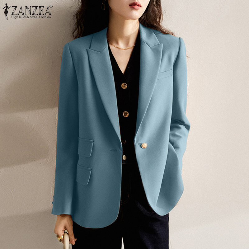 MOMONACO ZANZEA Korean Style Womens Casual Full Sleeve Lapel Blazer Formal